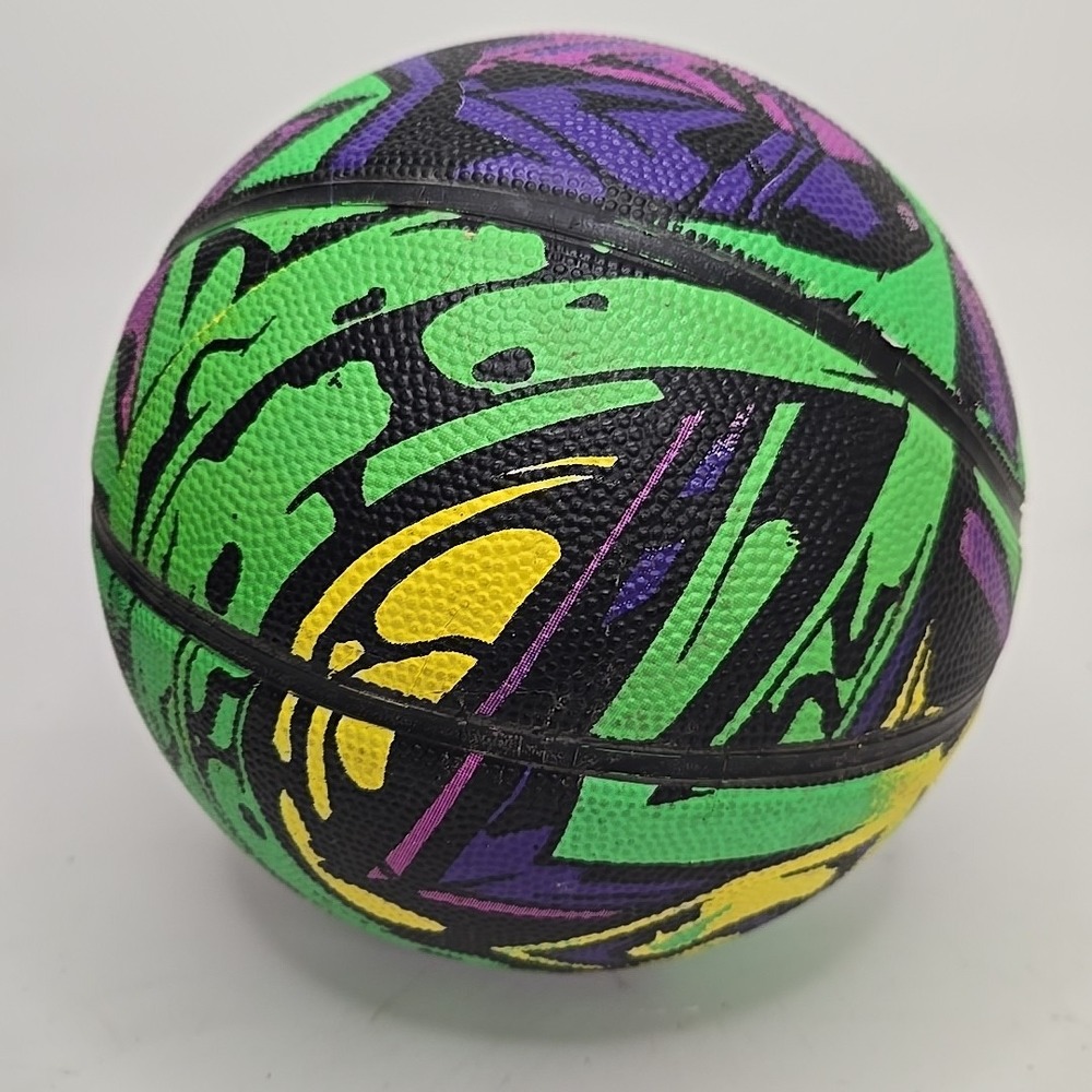 AND1 SUPREME GRIP SPONGETECH RUBBER BASKETBALL, BALL INDOOR/OUTDOOR GREEN/PURPLE - Picture 2 of 2
